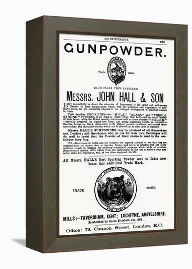 Advertisement for Gunpowder by Messrs. John Hall and Son-null-Framed Premier Image Canvas