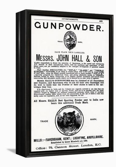 Advertisement for Gunpowder by Messrs. John Hall and Son-null-Framed Premier Image Canvas