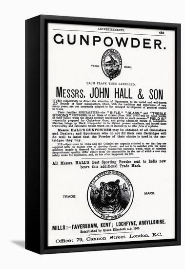 Advertisement for Gunpowder by Messrs. John Hall and Son-null-Framed Premier Image Canvas