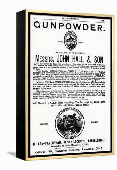 Advertisement for Gunpowder by Messrs. John Hall and Son-null-Framed Premier Image Canvas