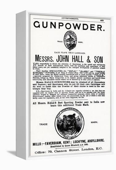 Advertisement for Gunpowder by Messrs. John Hall and Son-null-Framed Premier Image Canvas