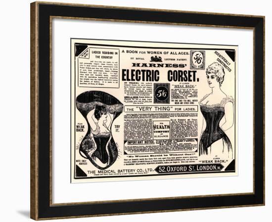 Advertisement for 'Harness' Electric Corset', 1890s-null-Framed Giclee Print