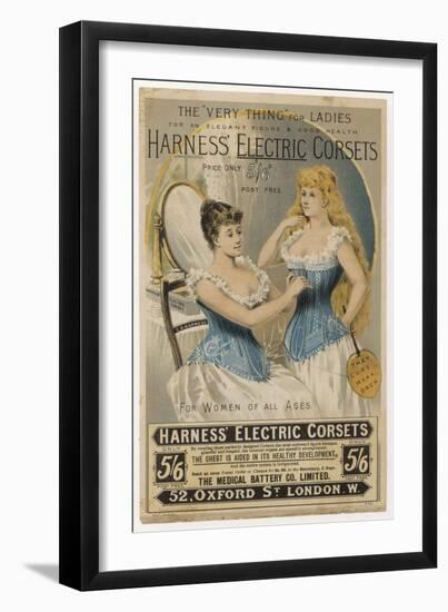 Advertisement for Harness's Electric Corset-null-Framed Art Print