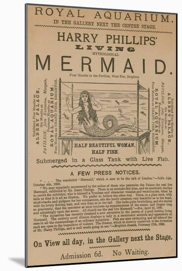 Advertisement for Harry Phillips' Living Mythological Mermaid-null-Mounted Giclee Print