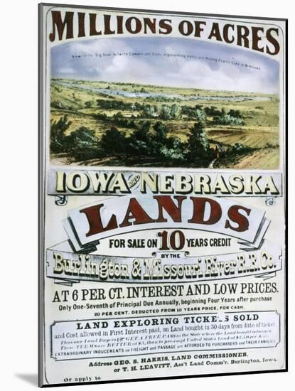 Advertisement for Iowa and Nebraska Lands-null-Mounted Giclee Print