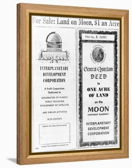 Advertisement for Lunar Real Estate-null-Framed Premier Image Canvas