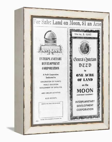 Advertisement for Lunar Real Estate-null-Framed Premier Image Canvas
