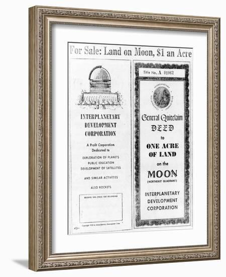 Advertisement for Lunar Real Estate-null-Framed Giclee Print