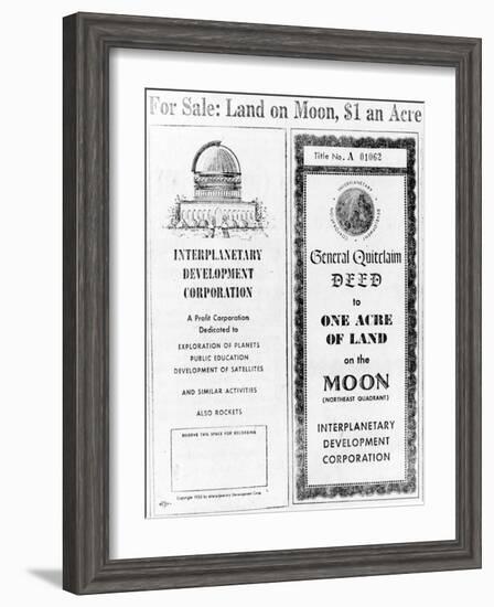 Advertisement for Lunar Real Estate-null-Framed Giclee Print