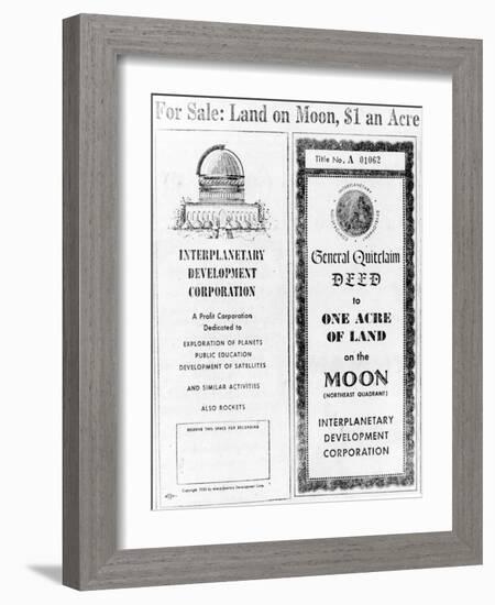 Advertisement for Lunar Real Estate-null-Framed Giclee Print