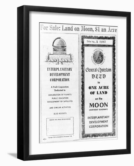 Advertisement for Lunar Real Estate-null-Framed Giclee Print