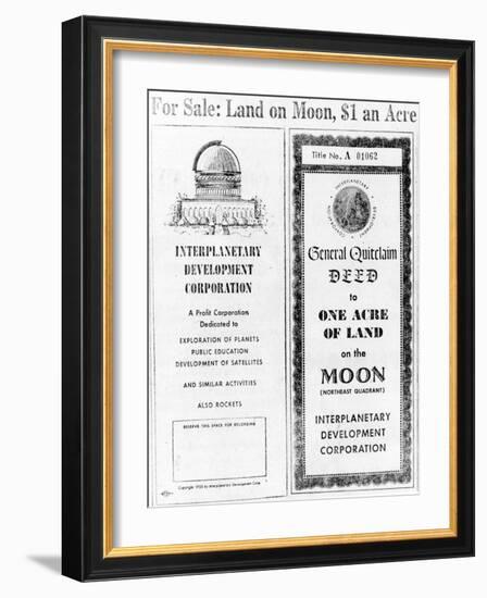 Advertisement for Lunar Real Estate-null-Framed Giclee Print