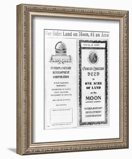 Advertisement for Lunar Real Estate-null-Framed Giclee Print