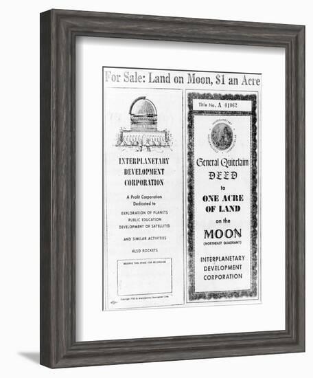 Advertisement for Lunar Real Estate-null-Framed Giclee Print