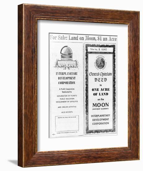 Advertisement for Lunar Real Estate-null-Framed Giclee Print