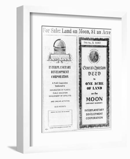 Advertisement for Lunar Real Estate-null-Framed Giclee Print