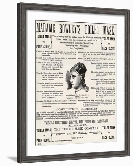 Advertisement for 'Madame Rowley's Toilet Mask', 1890s-null-Framed Giclee Print