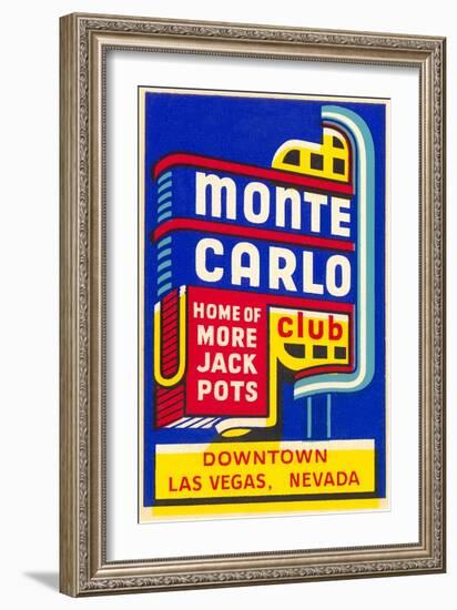 Advertisement for Monte Carlo Club, Las Vegas, Nevada-null-Framed Premium Giclee Print