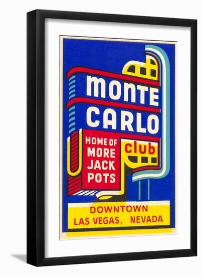 Advertisement for Monte Carlo Club, Las Vegas, Nevada-null-Framed Art Print