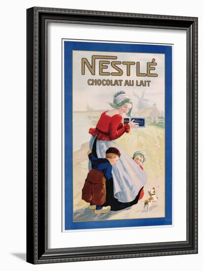 Advertisement for Nestle Chocolat Au Lait, C.1920 (Colour Litho)-null-Framed Giclee Print