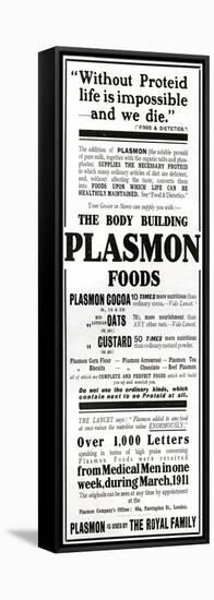 Advertisement for 'Plasmon Foods', 1911-null-Framed Premier Image Canvas