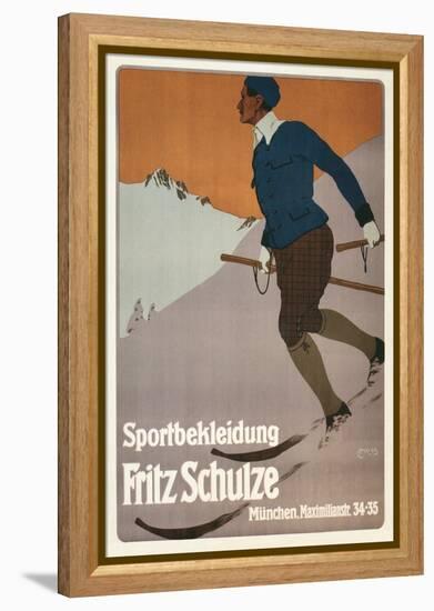 Advertisement for Sports Clothing, Skier-null-Framed Stretched Canvas