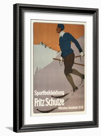 Advertisement for Sports Clothing, Skier-null-Framed Art Print