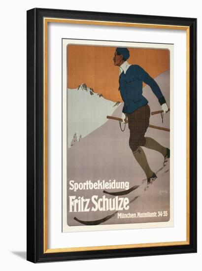 Advertisement for Sports Clothing, Skier-null-Framed Art Print