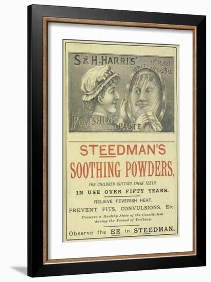 Advertisement For Steedman's Smoothing Powders and Harris' Polishing Paste-Isabella Beeton-Framed Giclee Print