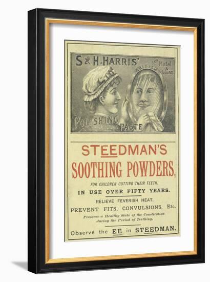 Advertisement For Steedman's Smoothing Powders and Harris' Polishing Paste-Isabella Beeton-Framed Giclee Print