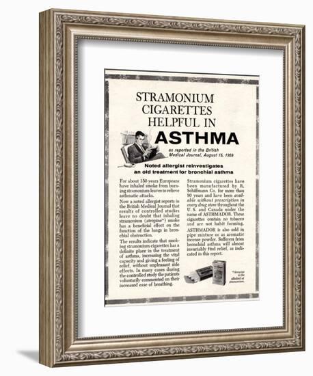 Advertisement for 'stramonium Cigarettes', 1960s-English School-Framed Giclee Print