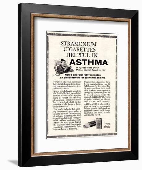 Advertisement for 'stramonium Cigarettes', 1960s-English School-Framed Giclee Print