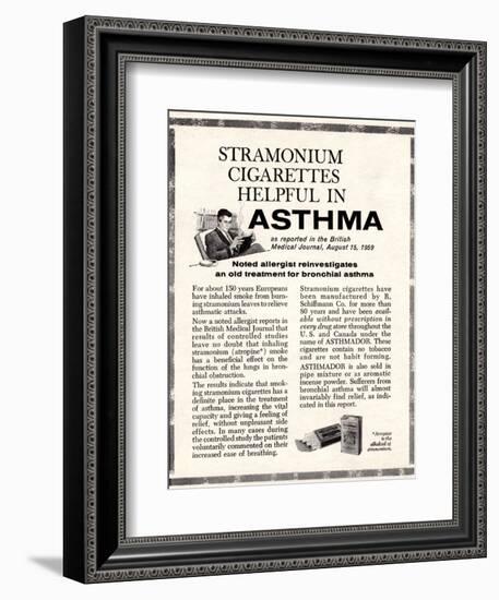 Advertisement for 'stramonium Cigarettes', 1960s-English School-Framed Giclee Print