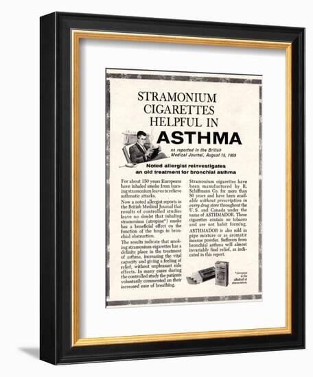 Advertisement for 'stramonium Cigarettes', 1960s-English School-Framed Giclee Print