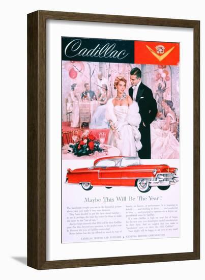Advertisement for the 1955 Cadillac Car-null-Framed Giclee Print
