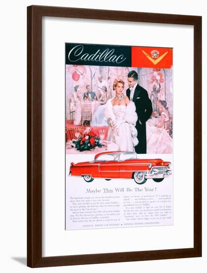 Advertisement for the 1955 Cadillac Car-null-Framed Giclee Print