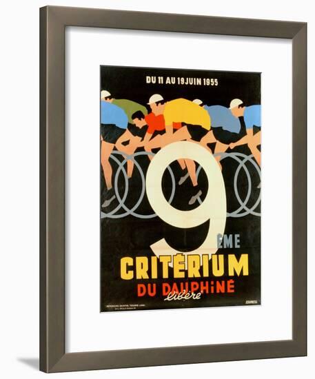 Advertisement for the 9th 'Criterium Du Dauphine Libere' Cycling Race of 1955-null-Framed Giclee Print