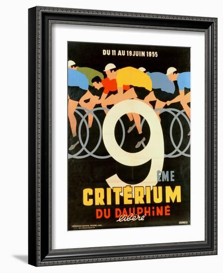 Advertisement for the 9th 'Criterium Du Dauphine Libere' Cycling Race of 1955-null-Framed Giclee Print