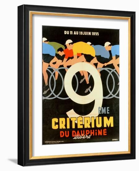 Advertisement for the 9th 'Criterium Du Dauphine Libere' Cycling Race of 1955-null-Framed Giclee Print