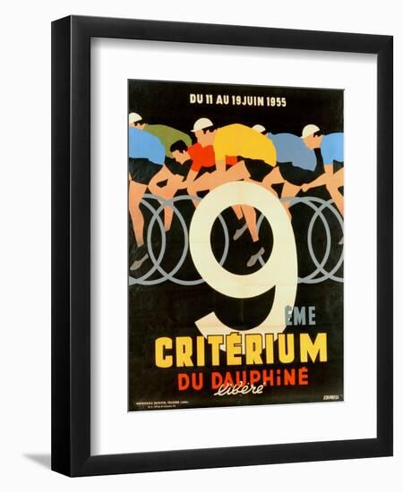 Advertisement for the 9th 'Criterium Du Dauphine Libere' Cycling Race of 1955-null-Framed Premium Giclee Print