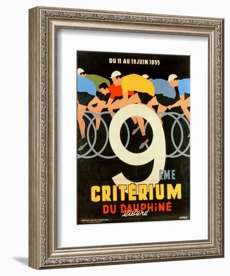 Advertisement for the 9th 'Criterium Du Dauphine Libere' Cycling Race of 1955-null-Framed Giclee Print