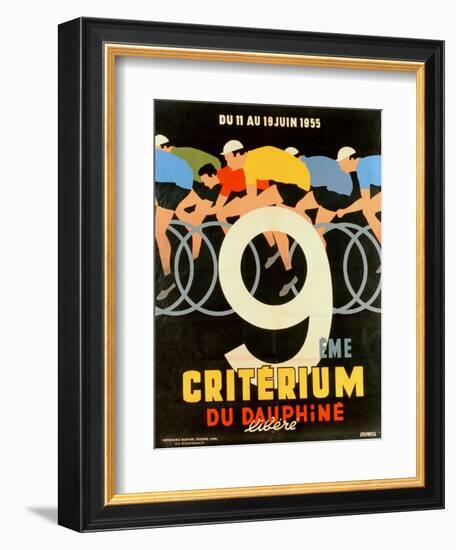 Advertisement for the 9th 'Criterium Du Dauphine Libere' Cycling Race of 1955-null-Framed Giclee Print