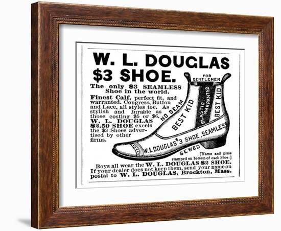 Advertisement for the Douglas $3.00 Men's Shoe, 1887-null-Framed Giclee Print