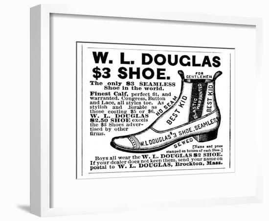Advertisement for the Douglas $3.00 Men's Shoe, 1887-null-Framed Giclee Print