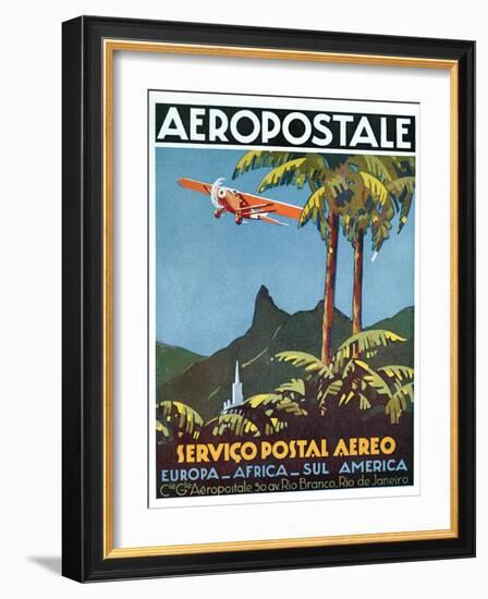 Advertisement for the French Airmail Service, 1929-null-Framed Premium Giclee Print