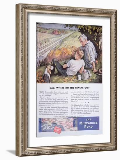 Advertisement for the Milwaukee Road Railway Featuring the 11000 Mile Supply Line-null-Framed Giclee Print