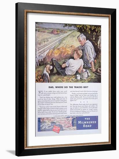 Advertisement for the Milwaukee Road Railway Featuring the 11000 Mile Supply Line-null-Framed Giclee Print