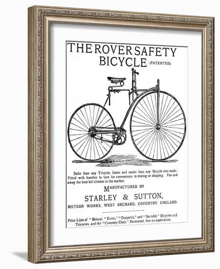 Advertisement for the Rover Safety Bicycle, 1885-null-Framed Photographic Print