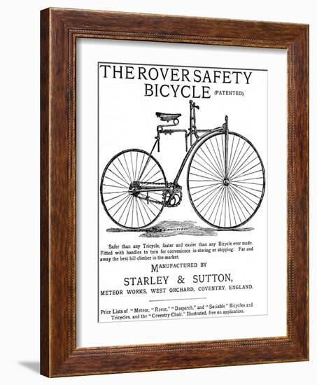 Advertisement for the Rover Safety Bicycle, 1885-null-Framed Photographic Print