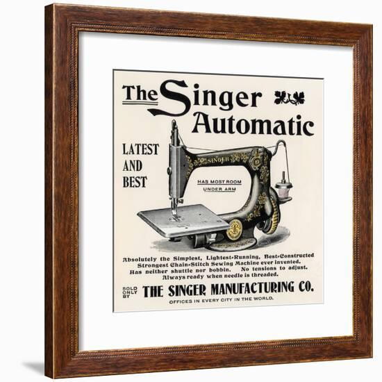 Advertisement for the Singer Automatic Sewing Machine, 1890s-null-Framed Giclee Print